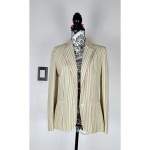 Vintage 80s Womens Size S Blazer Beige Stripped Open Jacket CHOICE by BUTTE